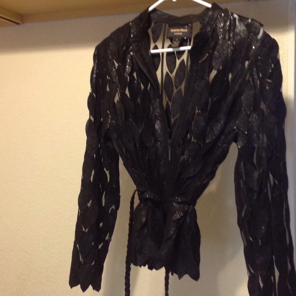 Lightweight leather cutout jacket