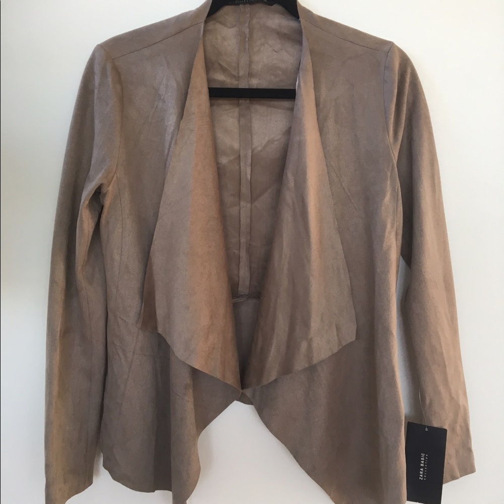 Zara: Taupe lightweight suede jacket