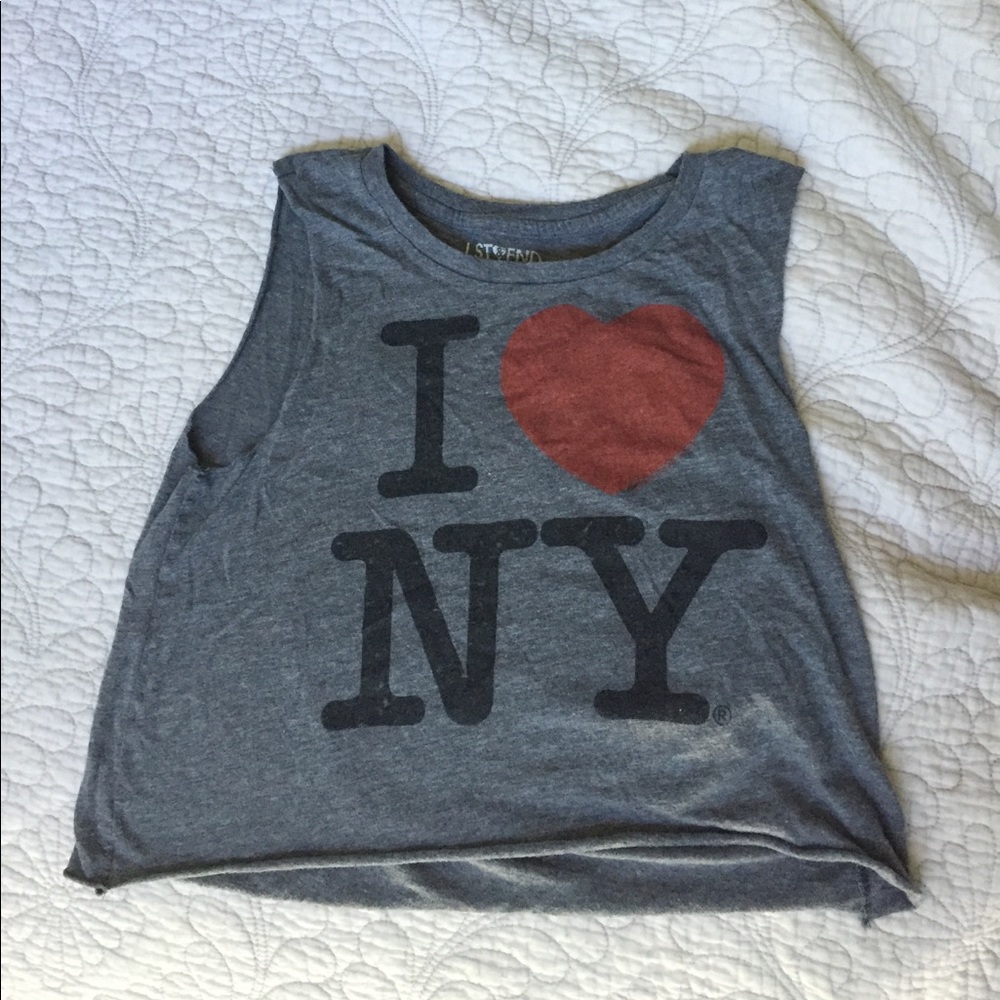 I LOVE NY GREY CROP TANK