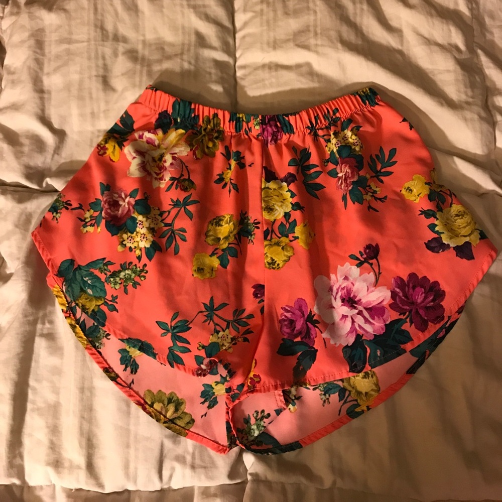Pink floral shorts