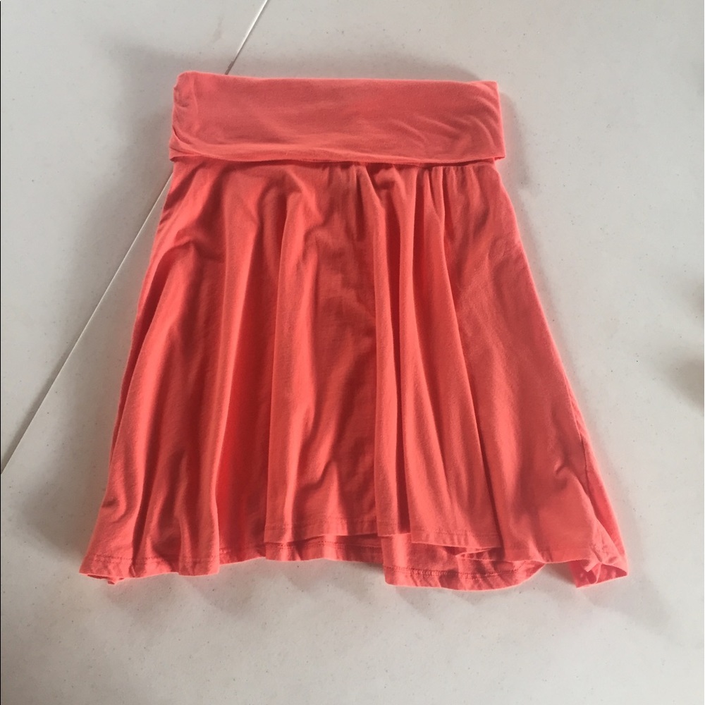 Coral fold over skirt