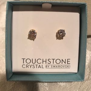 Golden-backed cubic zirconia studs