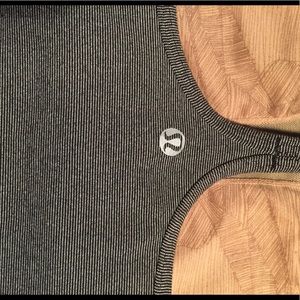 Lululemon Power Y Tank - black & white stripe sz10