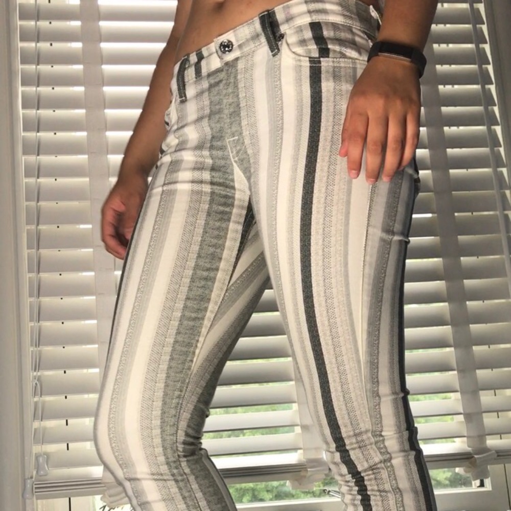 7 For All Mankind Striped Skinny Jeans