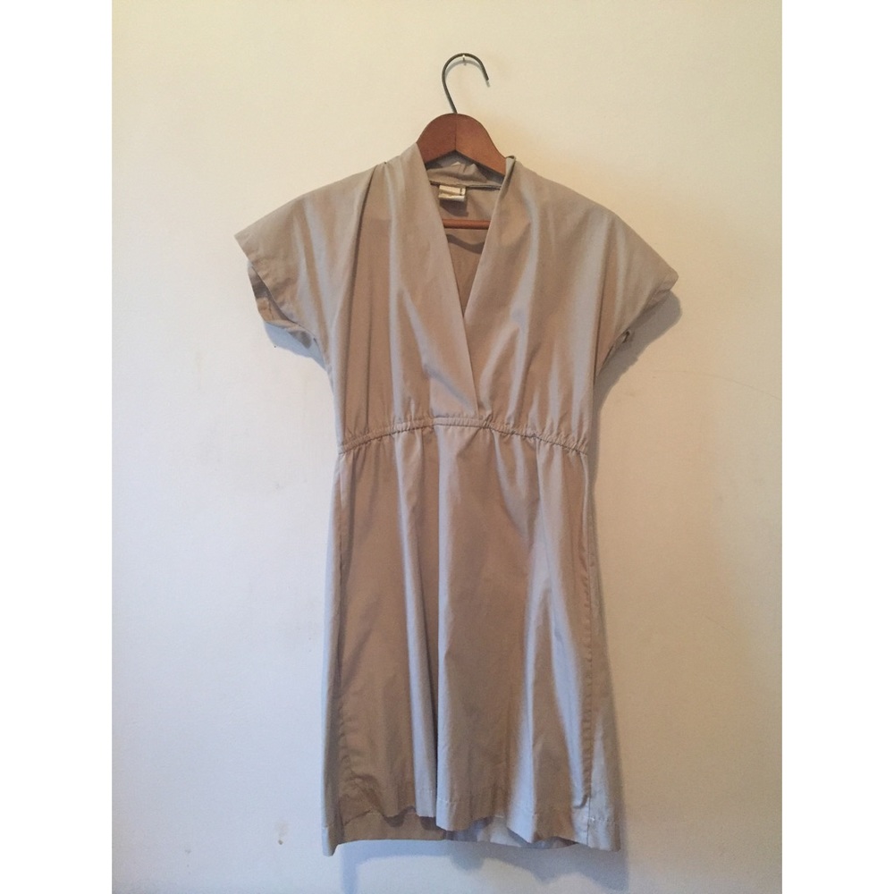 American apparel tan mini wrap dress