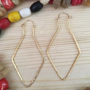 Brass and 14k Gold Earrings big Diamond shapes
