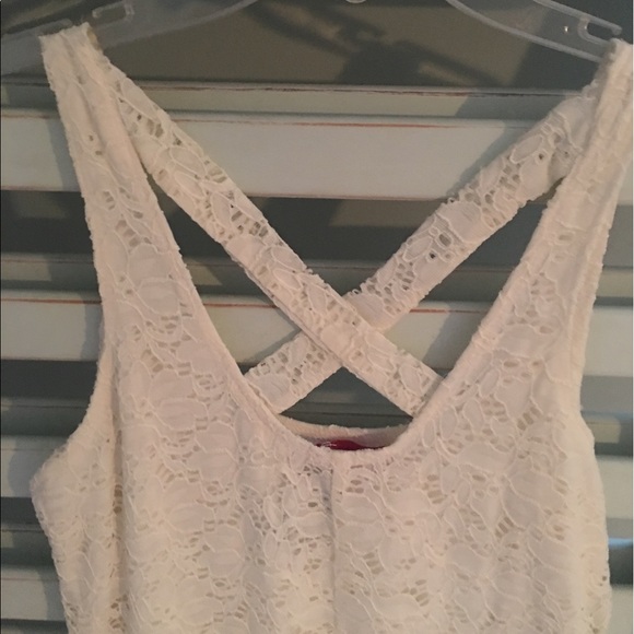 •NWT•S-L•Sweet Boho Chic Ivory Lace Cross Back Dress NEW• - Picture 2 of 8