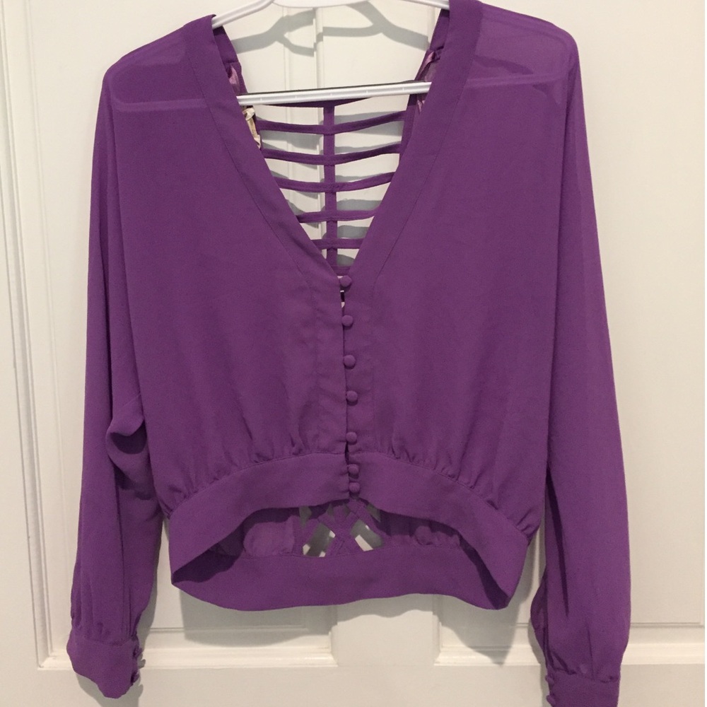 Purple 100% polyester long sleeve top size small
