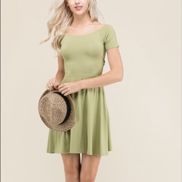 SALE❣️ Sage Simple Flare Cross Back Dress >> - Picture 3 of 5