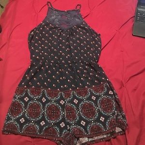 Navy open back romper