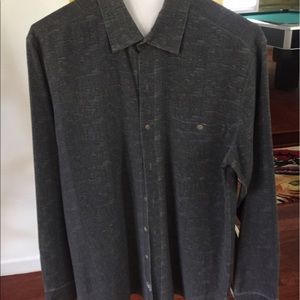 Men's dark grey business casual button down shirt