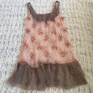 Heritage 1981 Peach floral transparent sheer dress