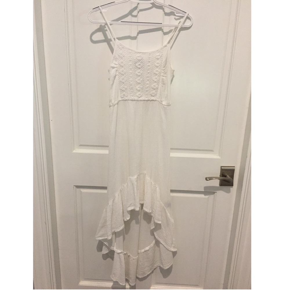 White embroidered high low dress size medium