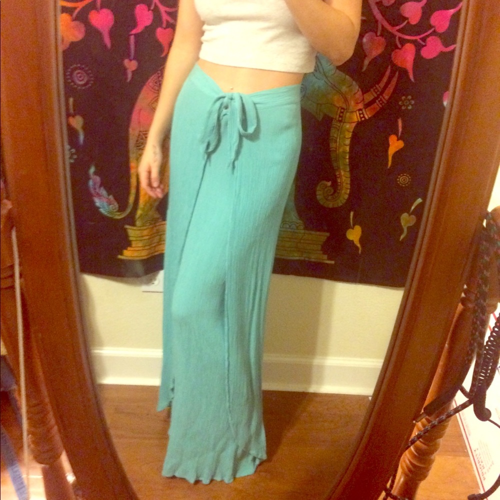 Aqua high waisted front tie maxi skirt💃