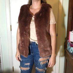 Faux fur pink vest