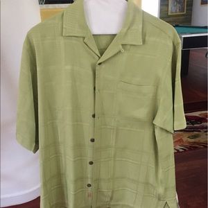 Men's green business casual short sleeve