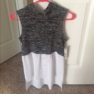 Aqua gray/white sleeveless top