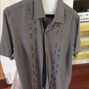 Men's grey short sleeve business casual shirt