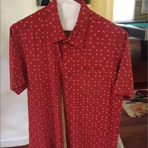 Men's red short sleeve business casual shirt