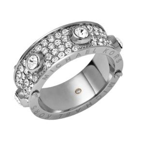 Michael Kors Silver Crystal Astor Ring! Size 6
