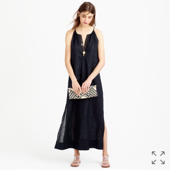 J. Crew Dresses J Crew White Linen Halter Maxi Dress Poshmark