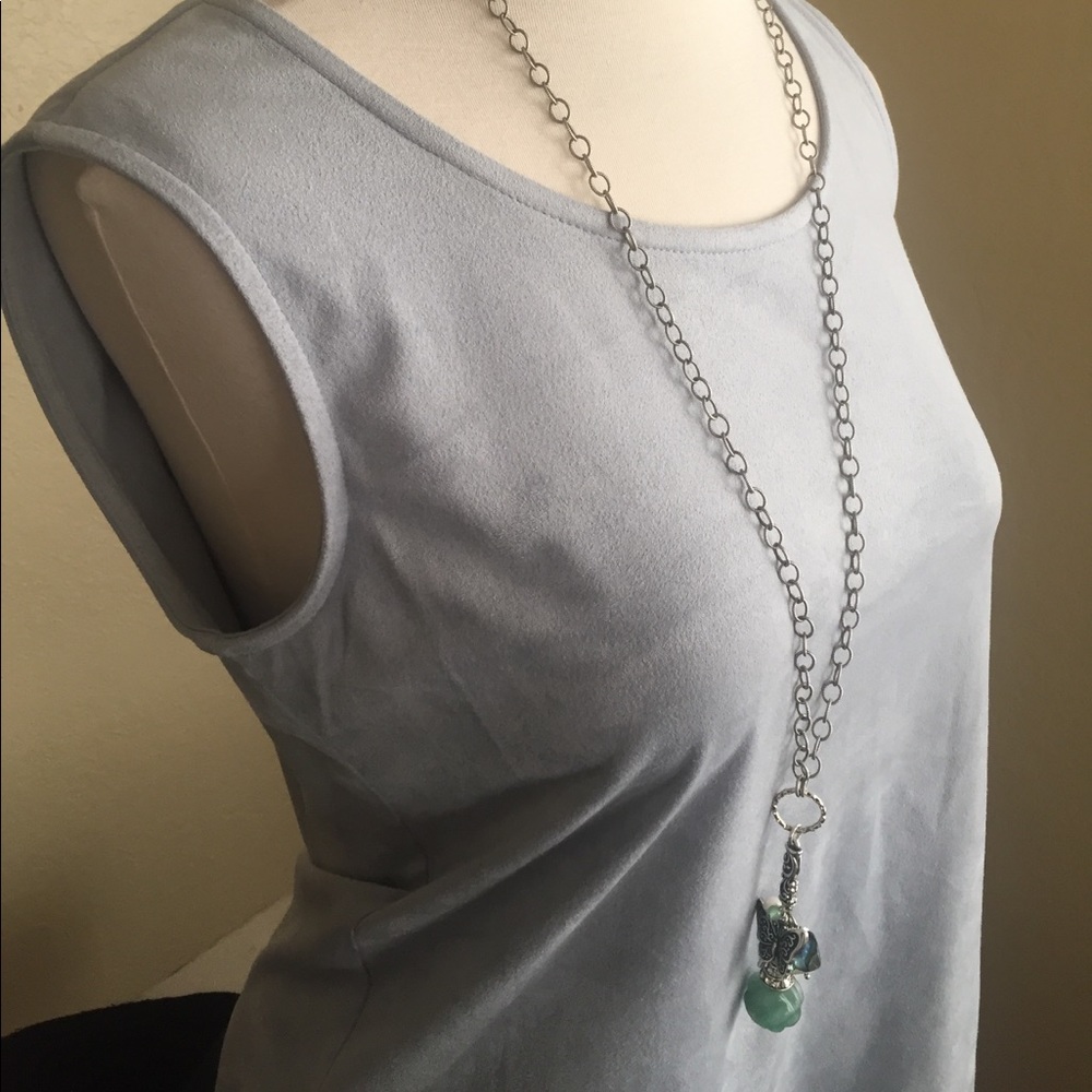 Isabel Hayley Women's Soft Suede Tank Gray Blue