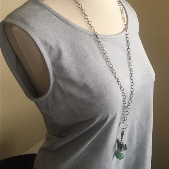 Isabel Hayley Women's Soft Suede Tank Gray Blue - Picture 1 of 5