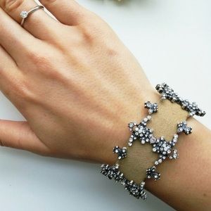 Adjustable Leather Bracelet/Cuff w' Crystal Detail