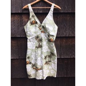 Vintage Hawaiian Floral Mini Summer Sun Dress