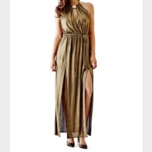 GUESS Metallic Maxi Dress with Gold Choker Detail✨