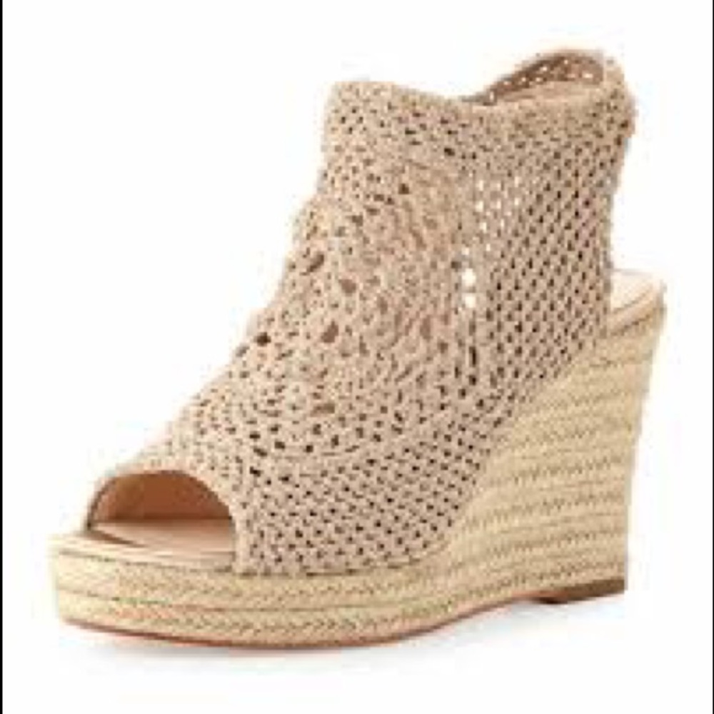 Vince Camuto Minerva Nude Stretch Crotchet Wedge