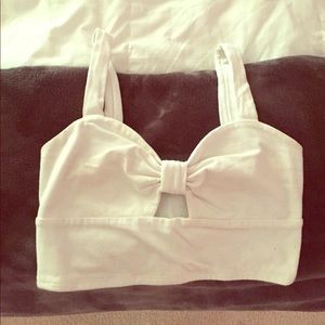 Forever 21 white cropped bow top