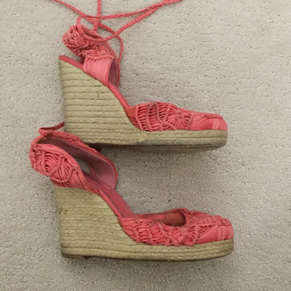Betsy Johnson Sateen Tie Pink Wedges