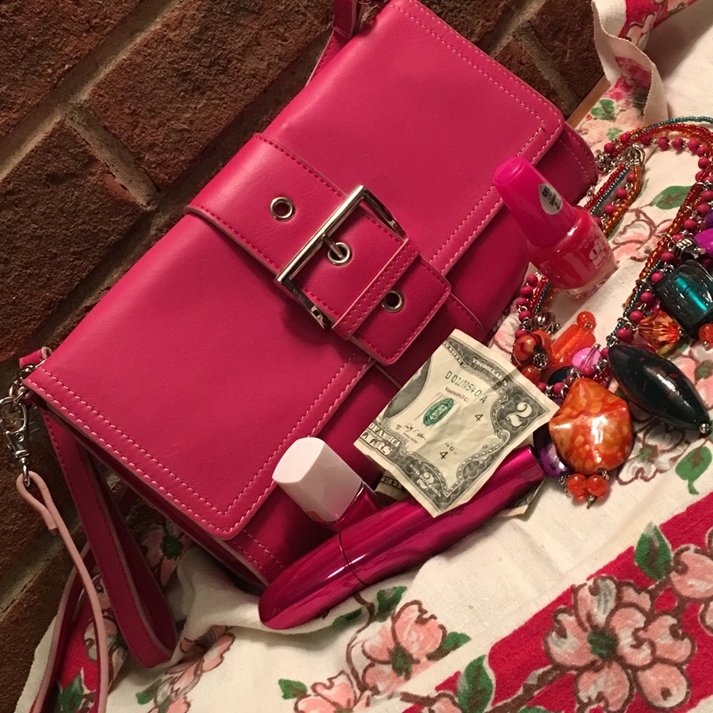 NWOT Pink Leather Cross body/Wristlet by Rolf's