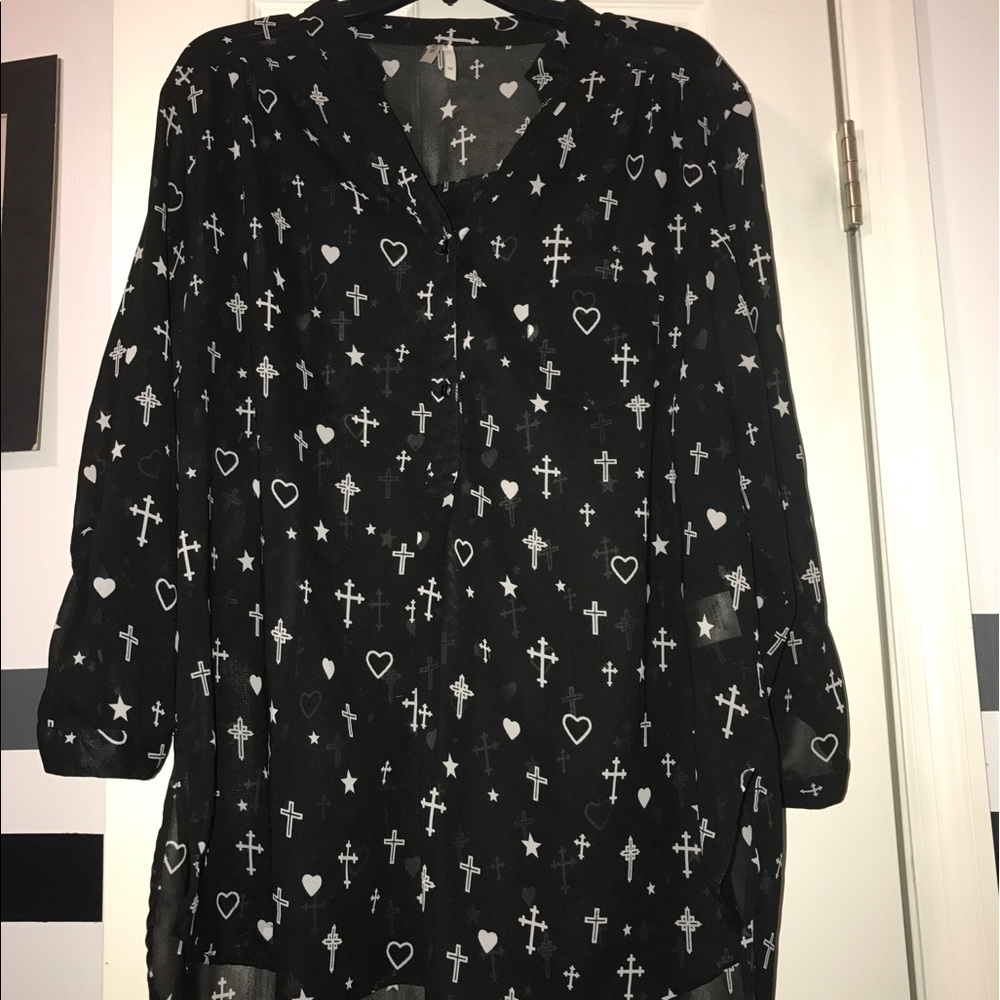Truth Black Blouse with White Crosses 🔳🔲🔳