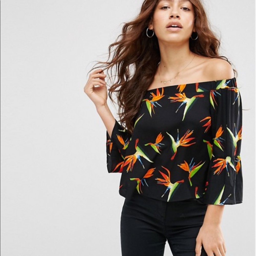 Off The Shoulder Tropical Top