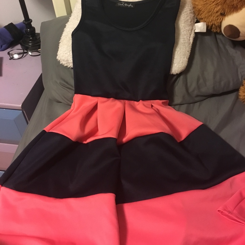 navy and pink dress