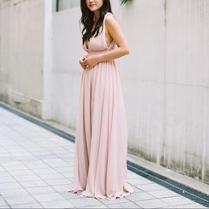 Lulu's blush chiffon maxi dress