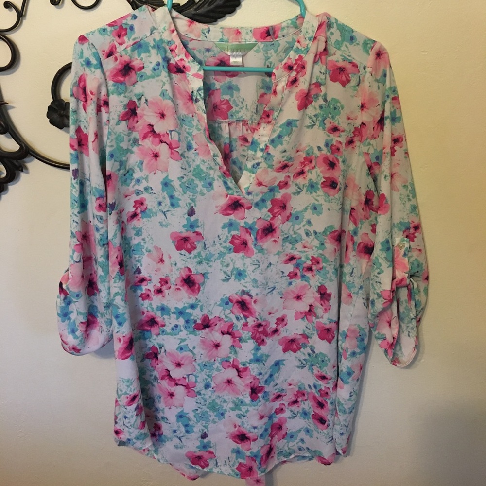 Pink flower blouse