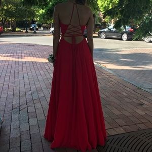 Faviana 7747- Red Prom Dress