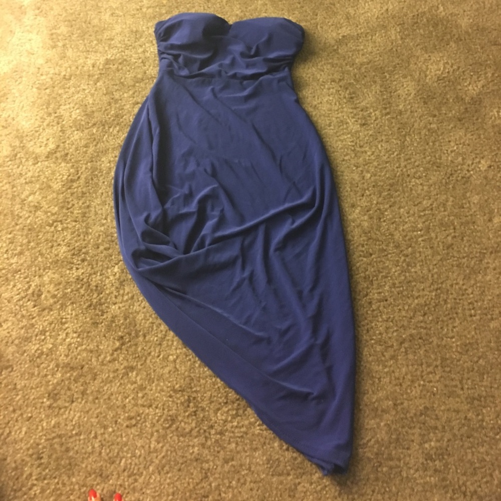 Blue strapless dress
