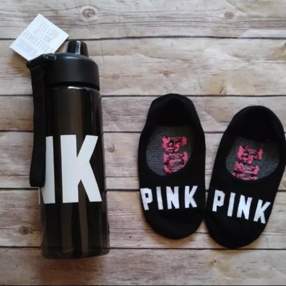 SOLD Pink NWT black water bottle