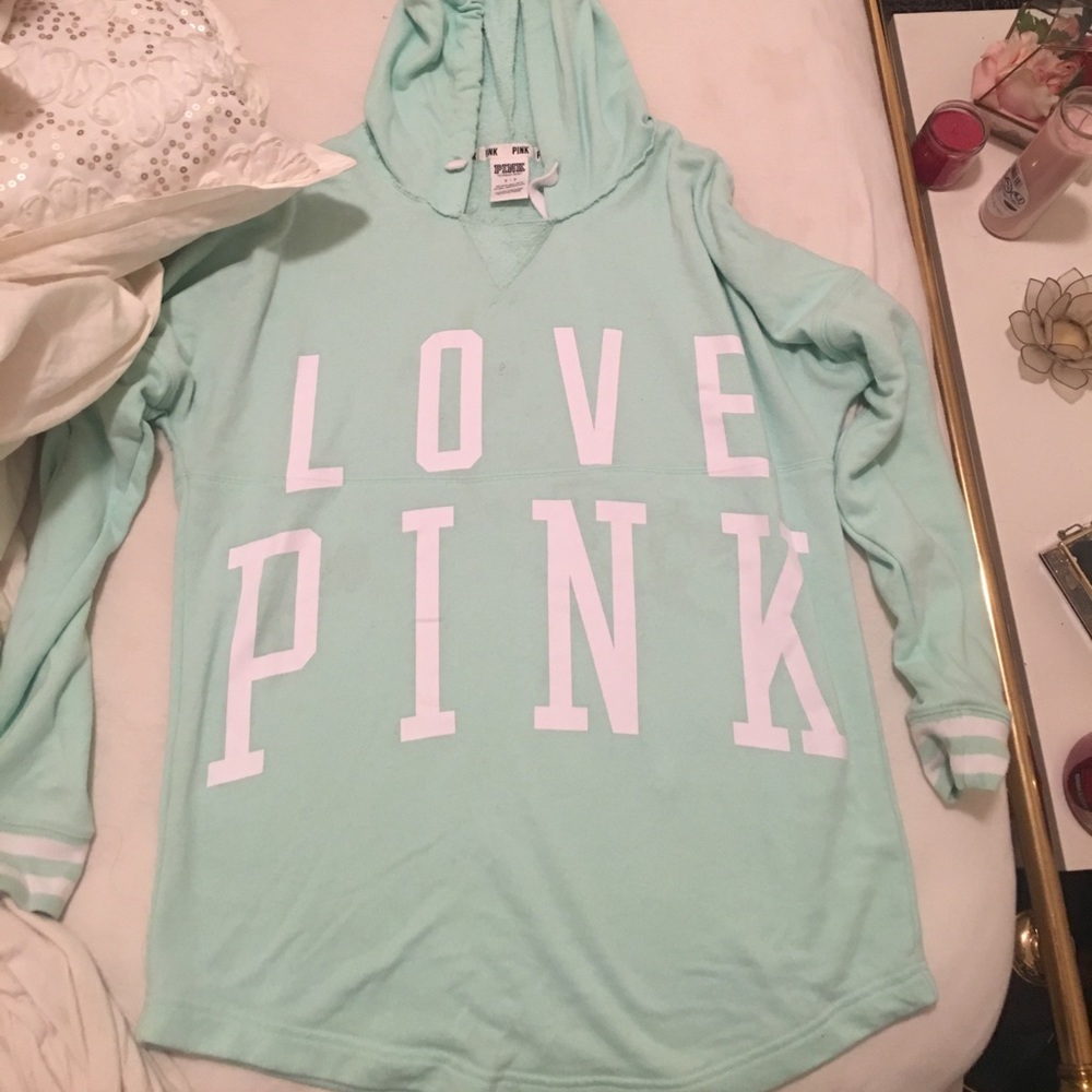 VS pink hoodie size small mint green