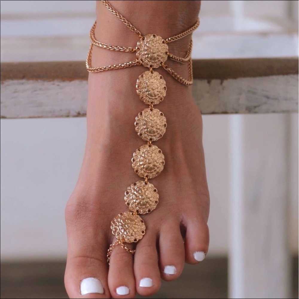 Beach Wedding Sandal Foot Jewelry Sexy Vintage NWT - Picture 2 of 8