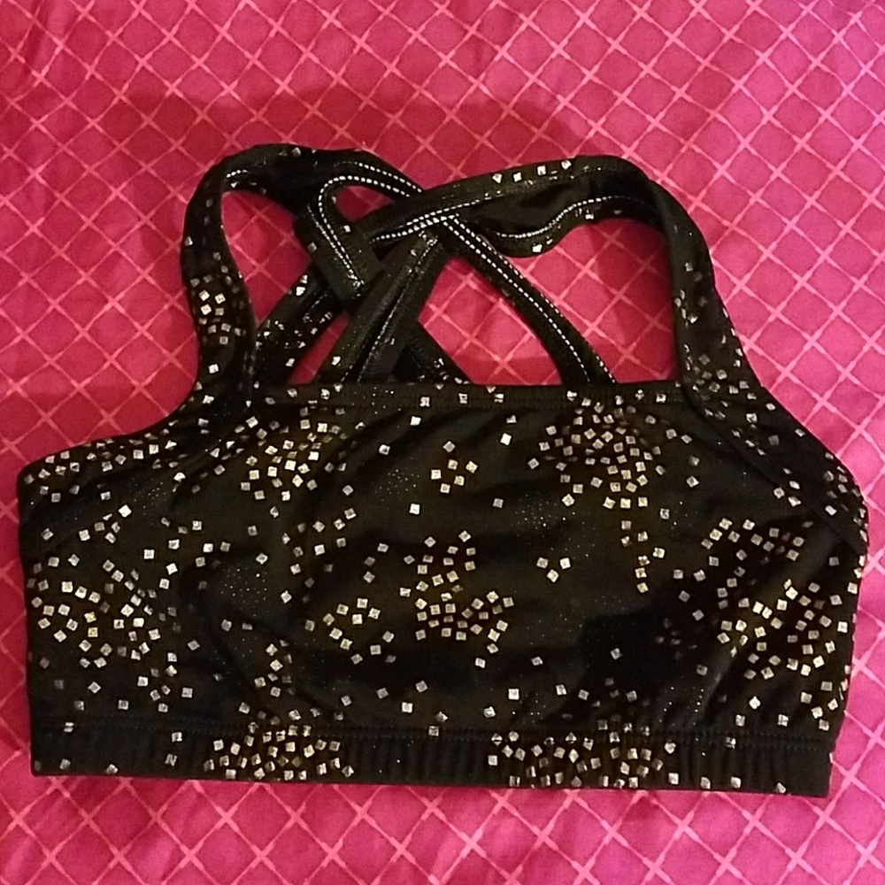Girl's Black and Gold Sparkle Dance/Gym Bra Top