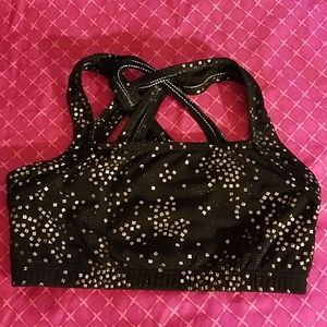 Girl's Black and Gold Sparkle Dance/Gym Bra Top