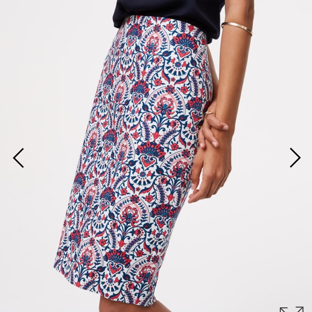 Loft Floral Mosaic Pencil Skirt