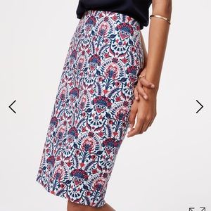 Loft Floral Mosaic Pencil Skirt