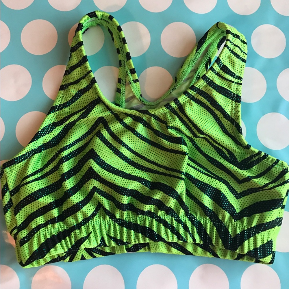 Green & Black Zebra Sports Bra