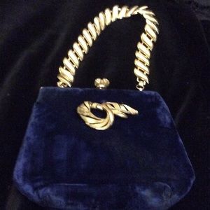 VINTAGE CUSTOM BLUE VELVET HANDBAG